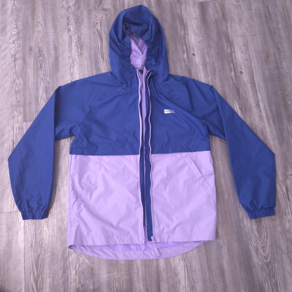 Eddie Bauer Youth L 14/16 Windbreaker Water Resistant Rain Jacket Blue Purple - Picture 2 of 14